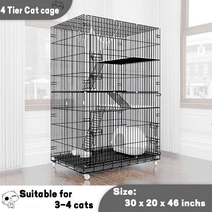 MidWest Collapsible Pet Playpen and Cat Cage, 4 Tier & 1 Pillow, 51 ...