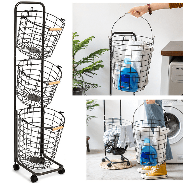 BESTSLE Removable 3Tier Laundry Basket,with Removable Basket,Bathroom