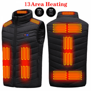 BESTSPR 13 Areas Men and Women Heating Jacket Heated USB Battery Powered Self Heating Warmer Vest Black M