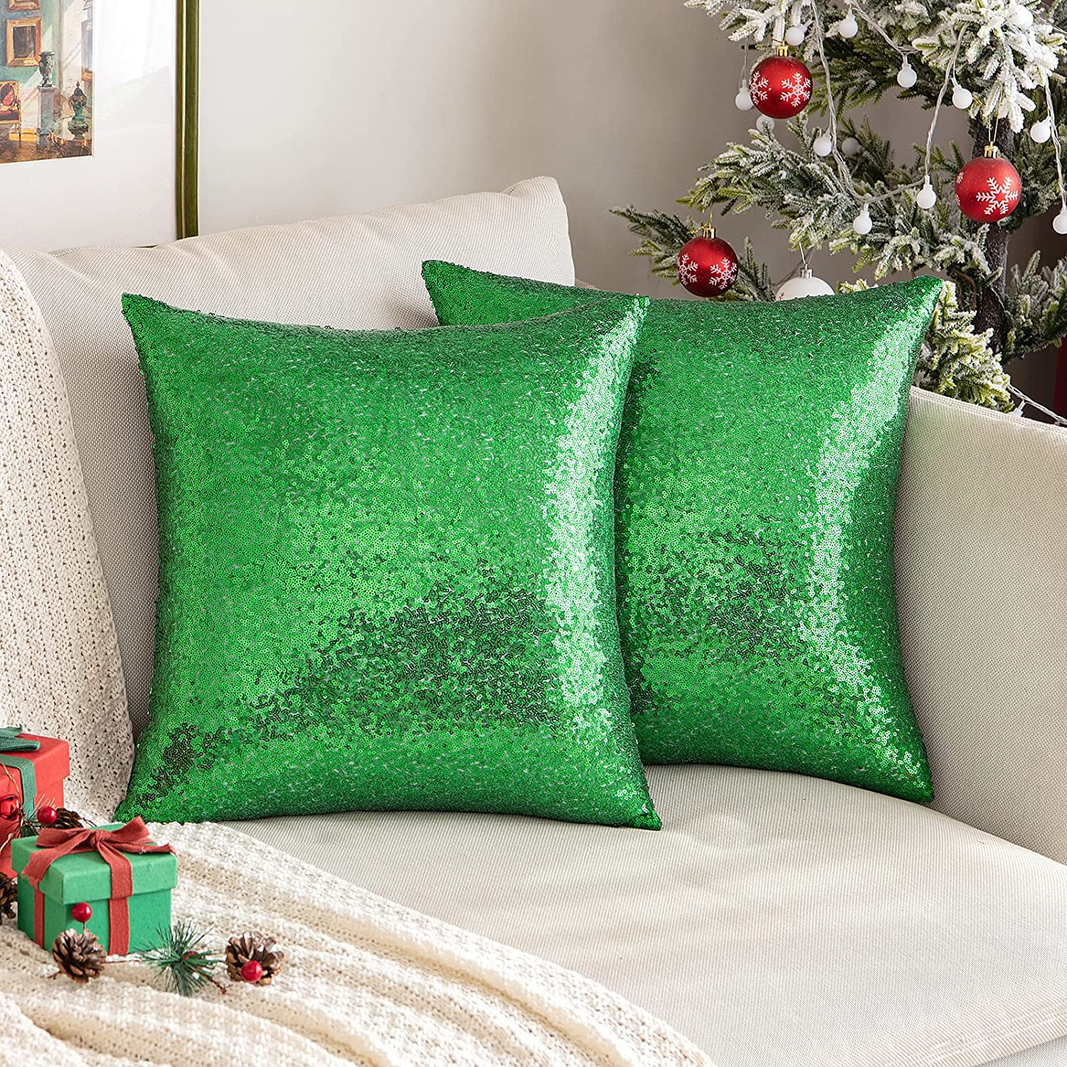 Christmas sequin pillow hot sale