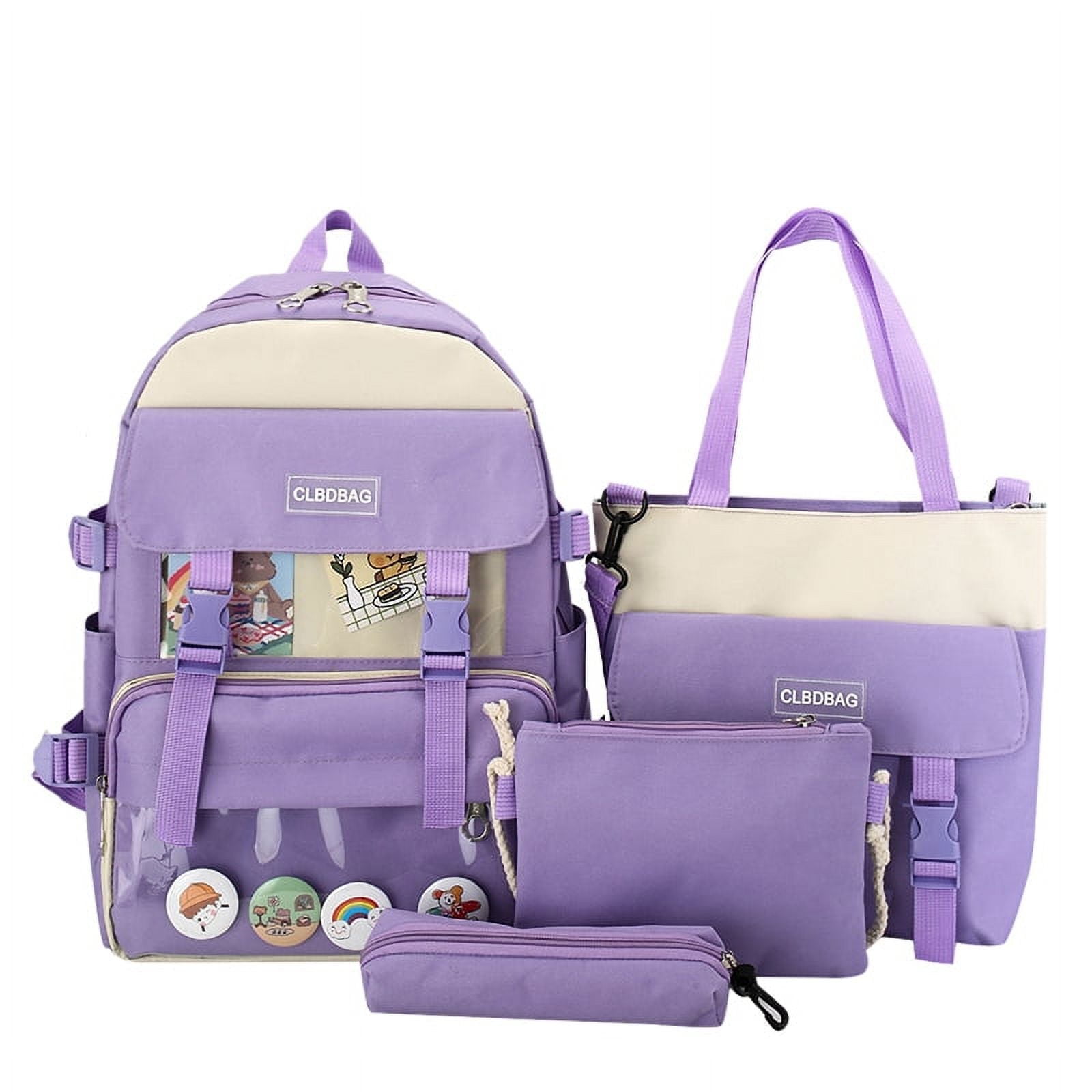 BESTSPR Backpack for Girls Teens Bookbag Set 4 Pcs School Bags Cute