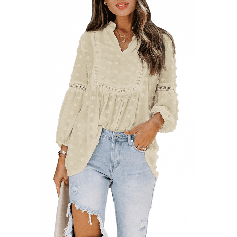 Split-Neck Puff-Sleeve Blouse for Women