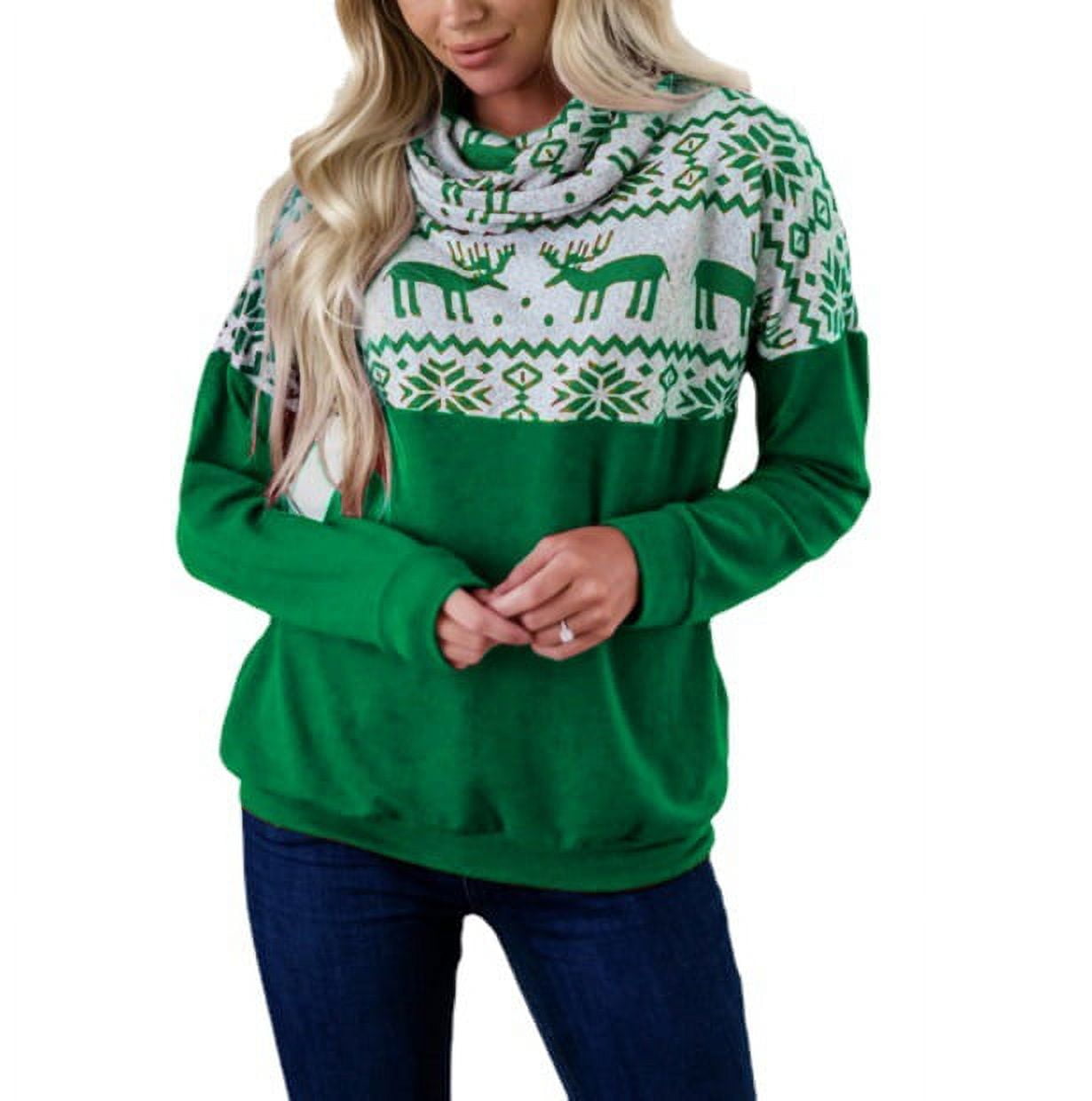 BESTSPR Christmas Long Sleeve Turtleneck Sweater Christmas Sweater Women Green XL Walmart