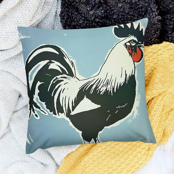 FCXZI Home Decor Throw Pillows Cover Rooster Theme Cushion Case for Sofa Couch, 100% Linen, Set of 1, 3 Sizes 20x20in