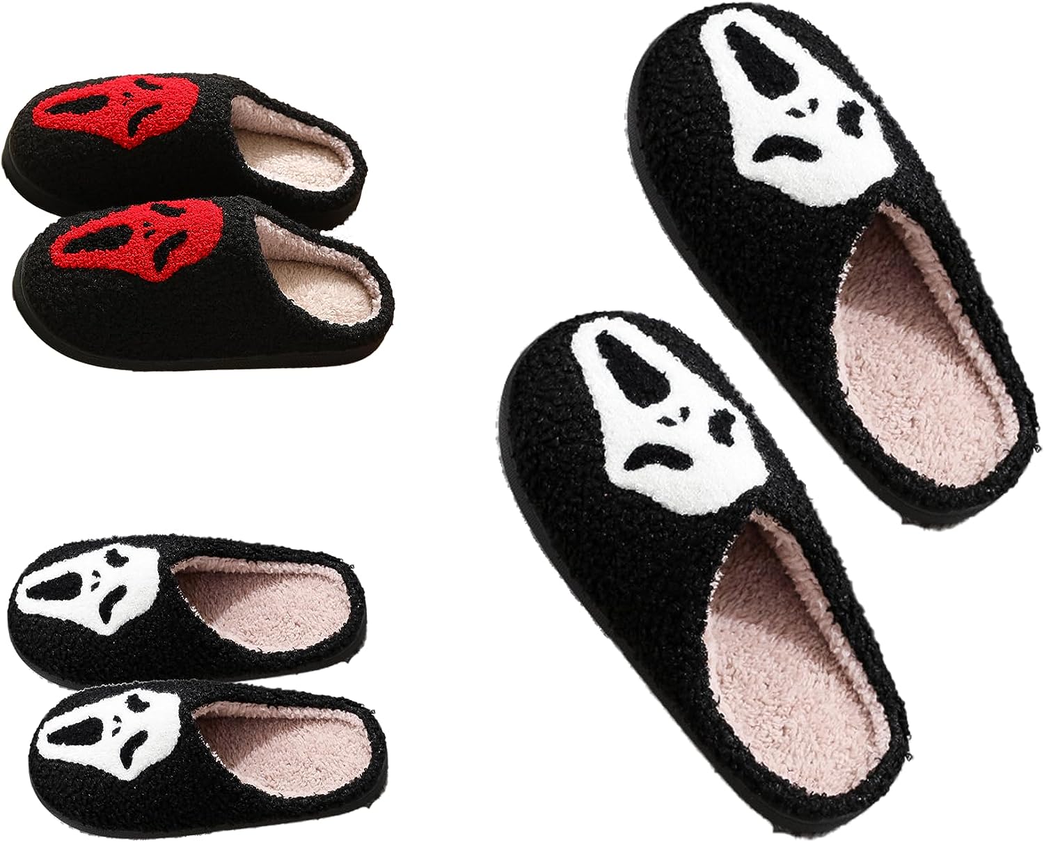 Scream Ghostface Hausschuhe – Gruselig Weich, Rutschfeste Sohle, Mit Socken | Halloween, Unisex, Plüsch