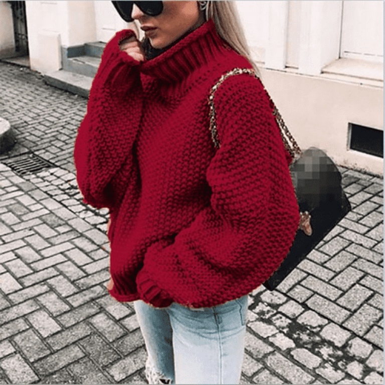 BESTSPR Sweater for Women Plus Size Semi Turtleneck Batwing Sleeve Knit Sweater S XXXL Walmart