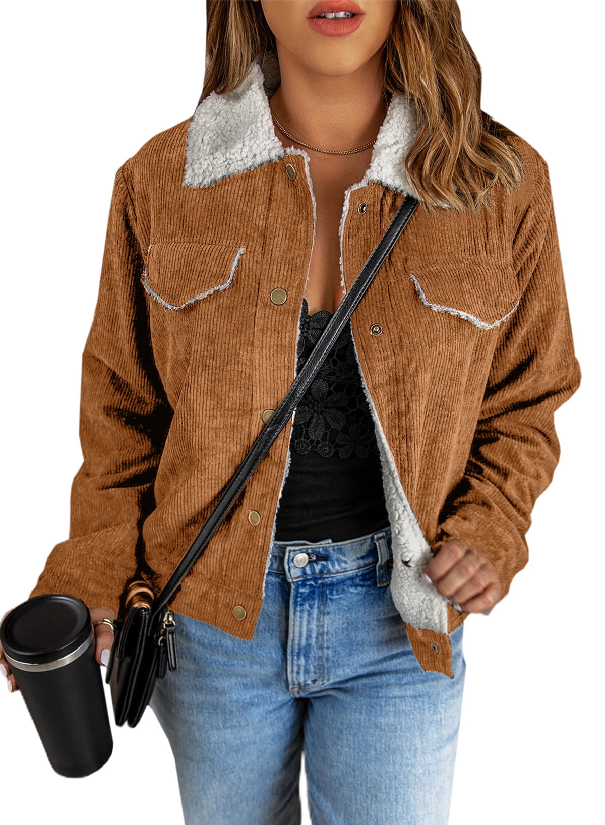 Women's sherpa 2025 corduroy jacket