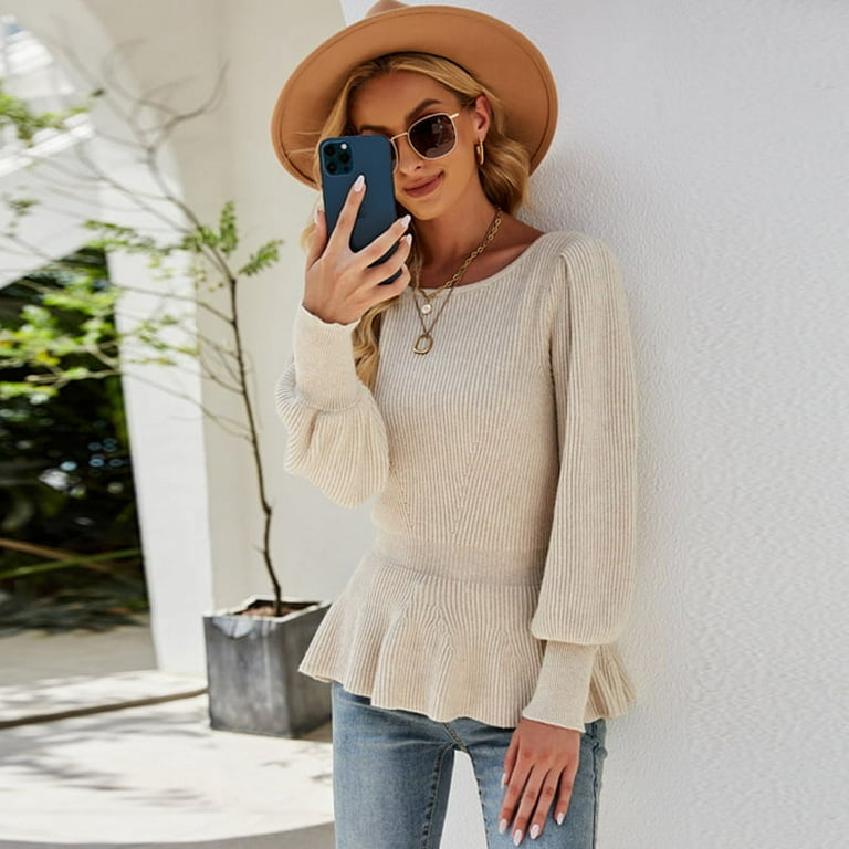 Lantern sleeve sweater top