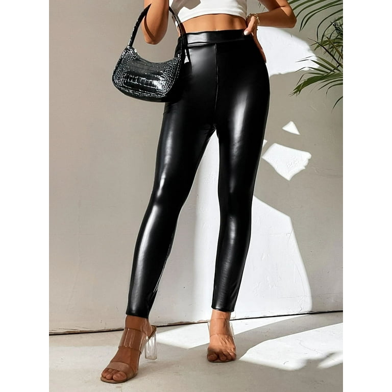 High Waisted Faux Leather Leggings Available In Store. Sizes S-M, M-L