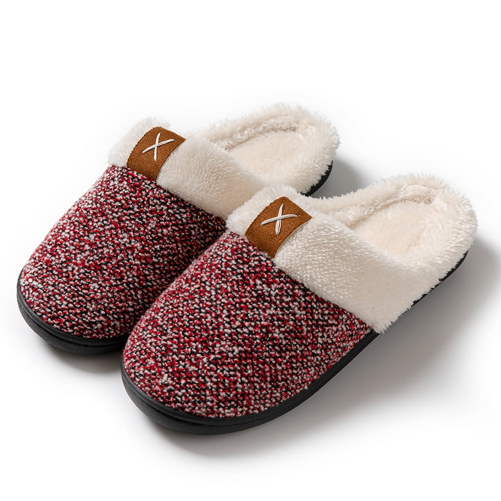 BESTSPR Women's Winter Slippers Men's Warm Memory Foam Home Plush Non ...