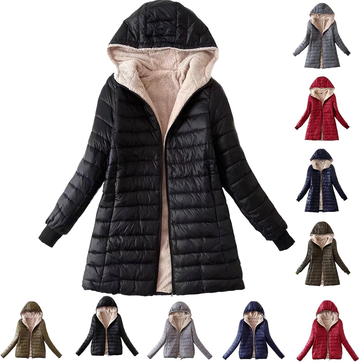 BESTSPR Womens Long Puffer Jacket Plus Size Down Coat Cotton Cover Coat