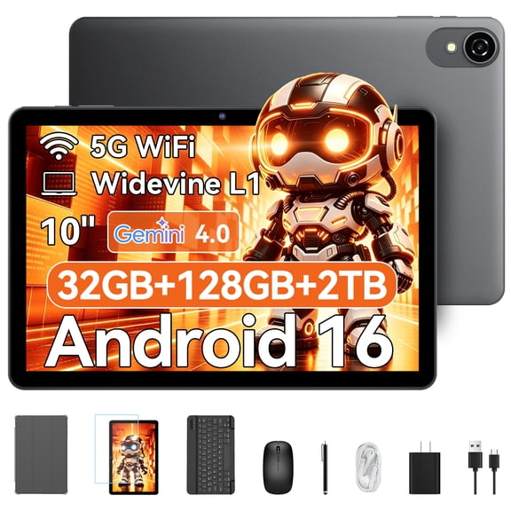 TABWEE W80 10" Android 16 Tablet with Keyboard & Stylus, Unisoc T610 Octa-Core, 4G LTE (T-Mobile Only), 32GB+128GB, 120Hz FHD Display, 6000mAh, for Office Study Gaming