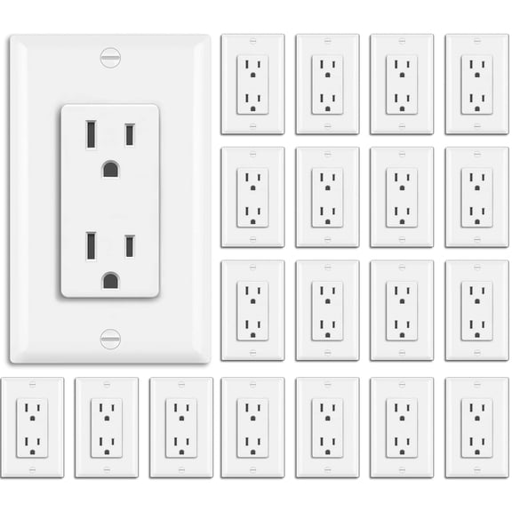BESTTEN 20 Pack 15 Amp Decorator Wall Receptacle Outlet, Non-Tamper-Resistant, Wallplate Included, 15A/125V/1875W, UL Listed, White