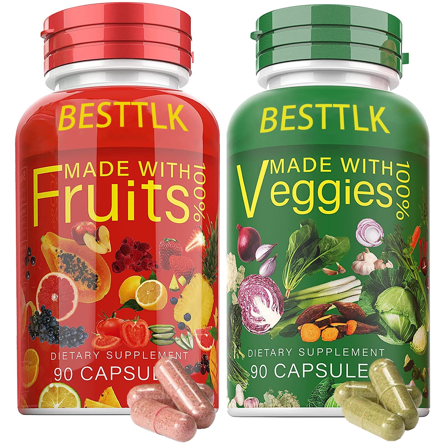 BESTTLK Nature Fruits and Veggies/Vitamins Supplements Dietary Nutritional Balance 90 Fruit and