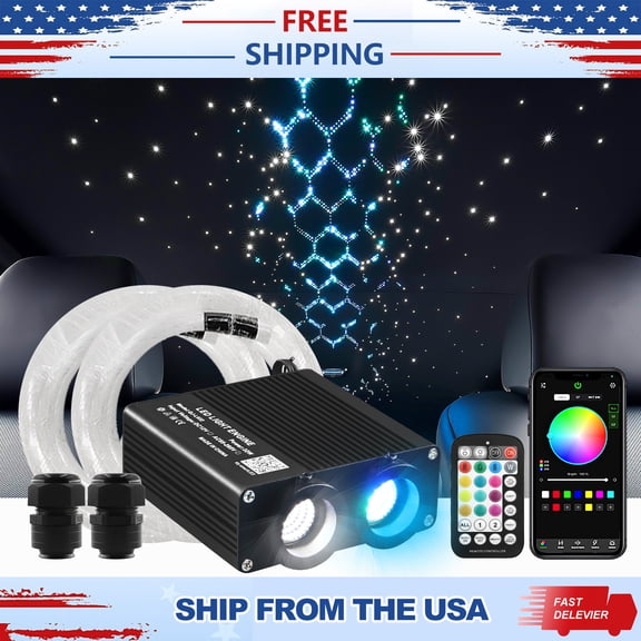 BESTUND 32W New Upgraded Dual Color Starlight Headliner Kit 700pcs*0.03in*9.8ft Sound Activated Fiber Optic Car Star Lights Star Ceiling Lights with APP/Remote Control