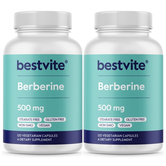 BESTVITE Berberine 500mg (240 Vegetarian Capsules) (120 x 2) - No Fillers - No Stearates - Vegan - Gluten Free - Non GMO