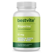 BESTVITE Bioperine 10mg (120 Vegetarian Capsules) - No Stearates - Vegan - Non GMO - Gluten Free - Absorption Enhancer