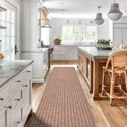 BESTVUE Area Runner Rug Outdoor Non Slips Carpet Runners Indoor Utility Rugs Mat for Kitchen Hallway Entryway Garage with Rubber Backing Striped Brown 2ft x 6ft