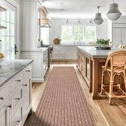 BESTVUE Area Runner Rug Outdoor Non Slips Carpet Runners Indoor Utility Rugs Mat for Kitchen Hallway Entryway Garage with Rubber Backing Striped Brown 3ft x 7ft
