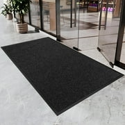 BESTVUE Commercial Entry Runner Mat, Black Heavy Duty Rubber Border Doormat, Non Slip Dirt Trapping Low Profile Indoor Outdoor Front Door Mat 3' x 3'