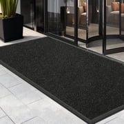 BESTVUE Commercial Entry Runner Mat, Heavy Duty Black Rubber Border Doormat, Non Slip Indoor Outdoor Front Door Mat 4 x 4