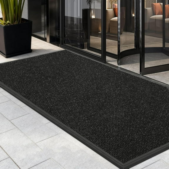 BESTVUE Commercial Outdoor Doormat Heavy Duty for Front Door Entrance Welcome Mat Non-Slip Black 4"x6"