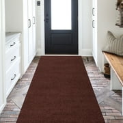 BESTVUE Runner Rug Outdoor Non Slips Carpet Runners Indoor Utility Area Rugs Mat for Kitchen Hallway Entryway Garage with Rubber Backing Dark Brown 2ft x 9ft