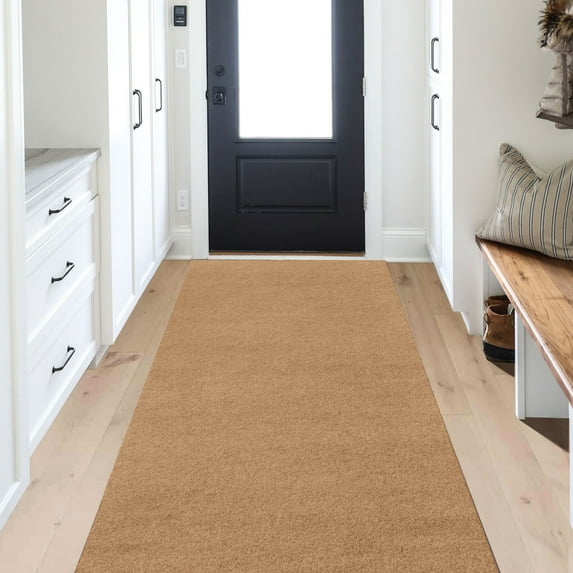 BESTVUE Runner Rug Outdoor Non Slips Carpet Runners Indoor Utility Area Rugs Mat for Kitchen Hallway Entryway Garage with Rubber Backing Light Brown 4ft x 16ft