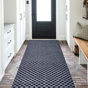 BESTVUE Runner Rug Outdoor Non Slips Runners Indoor Area Rugs for Kitchen Hallway Entryway Garage with Rubber Backing Checkred Gray 4ft x 25ft