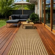 BESTVUE Runner Rug Outdoor Non Slips Runners Indoor Area Rugs for Kitchen Hallway Entryway Garage with Rubber Backing Striped Brown 3ft x 25ft