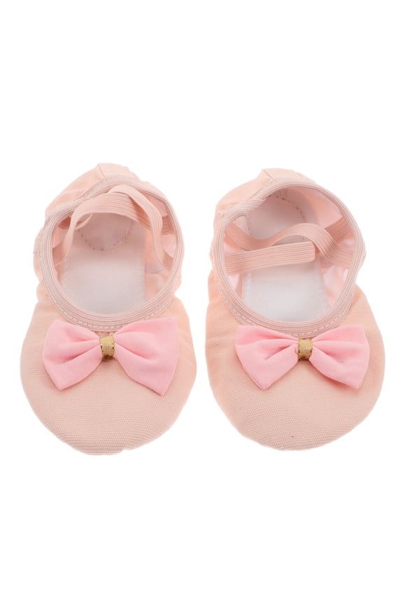 1 Pair Ballet Flats For Girls In Pink With Cat Paw Design Made Of Canvas For Dance Practice