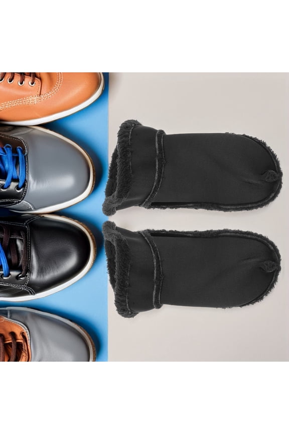 1 Pair Boot Warmer Inserts Black Fuzzy Lining for Cold Weather Users