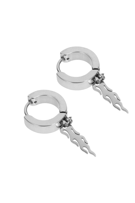 1 Pair Creative Earrings Stainless Steel Flame Shape for Men's Jewelry
