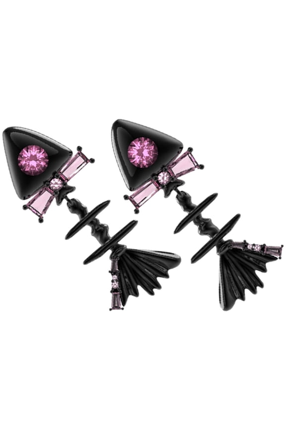 1 Pair Drop Earrings for Women Black Rhinestone Dangle Fashion Accessory Beach Party