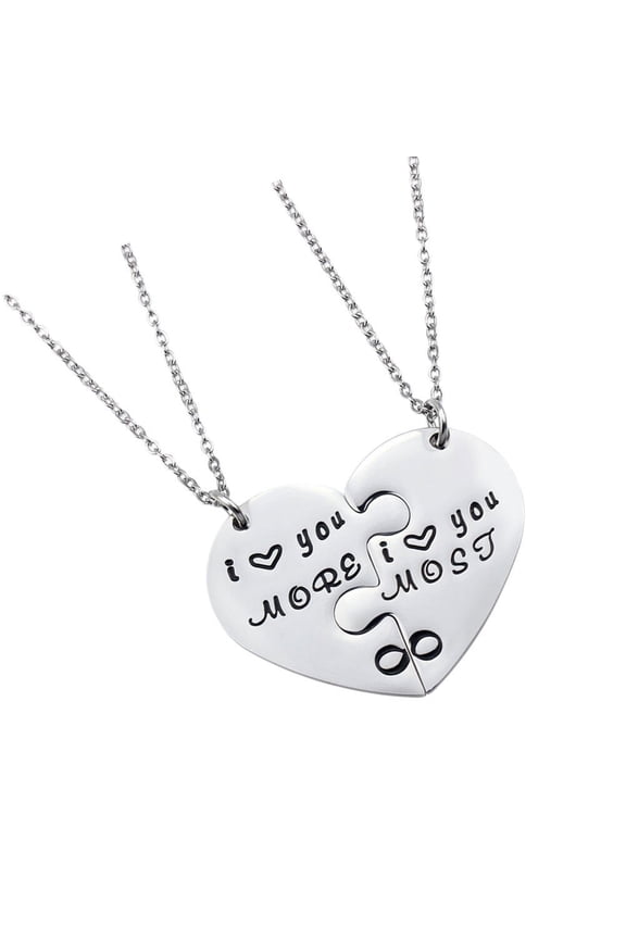 1 Pair Elegant Wear Couple Necklace Heart Shape for Prom and Party