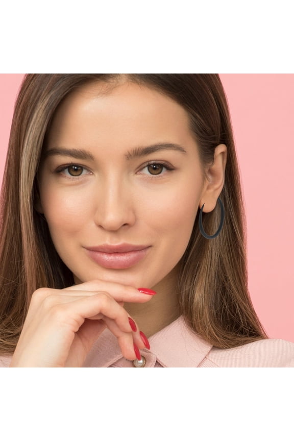 1 Pair Exaggerated Round Earrings Black Alloy Korean Style Face Flattering Jewelry for Women Teens