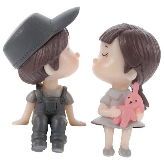 BESTYASH 1 Pair Grey PVC Lover Sculpture Ornament Lovers Figurines Decoration For Car Decoration