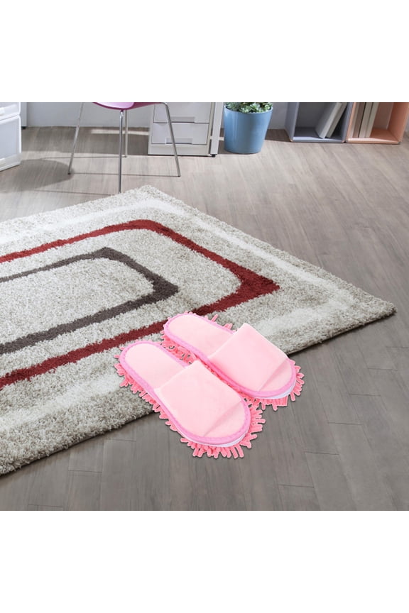 1 Pair Mop Slipper Shoe Covers Timeless Style Black Short Plush Slip Resistance Slippers