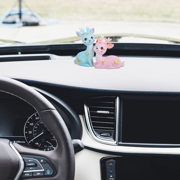 BESTYASH 1 Pair Pink Deer Figurines Creative Cartoon Design Dashboard Ornament for Car Owners