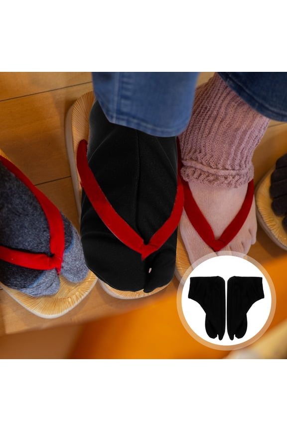 1 Pair Black Ankle Toe Socks with Separated Toes, Comfortable Cotton Blend for Fashion, Cosplay, and Daily Wear