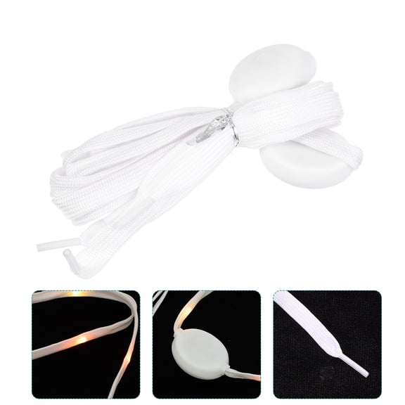 BESTYASH 1 Pair Sparkly Shoe Laces for Casual Shoes with Flashing Feature in White