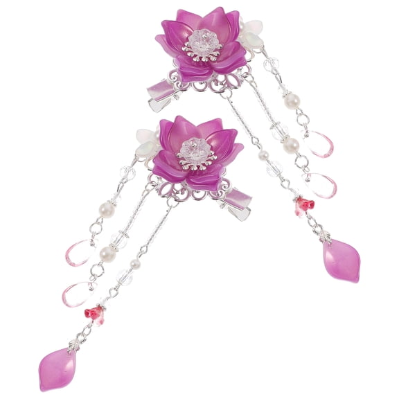 BESTYASH 1 Pair Chinese Style Hair Clips Purple for Girls Hanfu Hair Accessories Daily Use