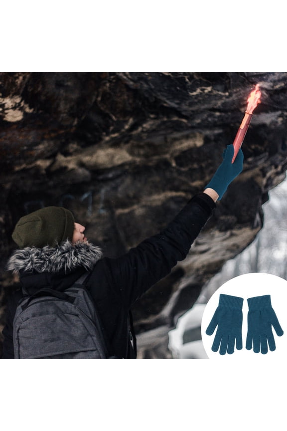 1 Pair Thermal Insulated Gloves Full Finger Wind Protection Knit Grass Green