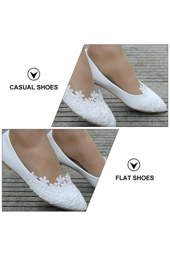 1 Pair Women's Wedding Shoes Elegant White Flats with Artificial Material, Comfort and Flat Bottom