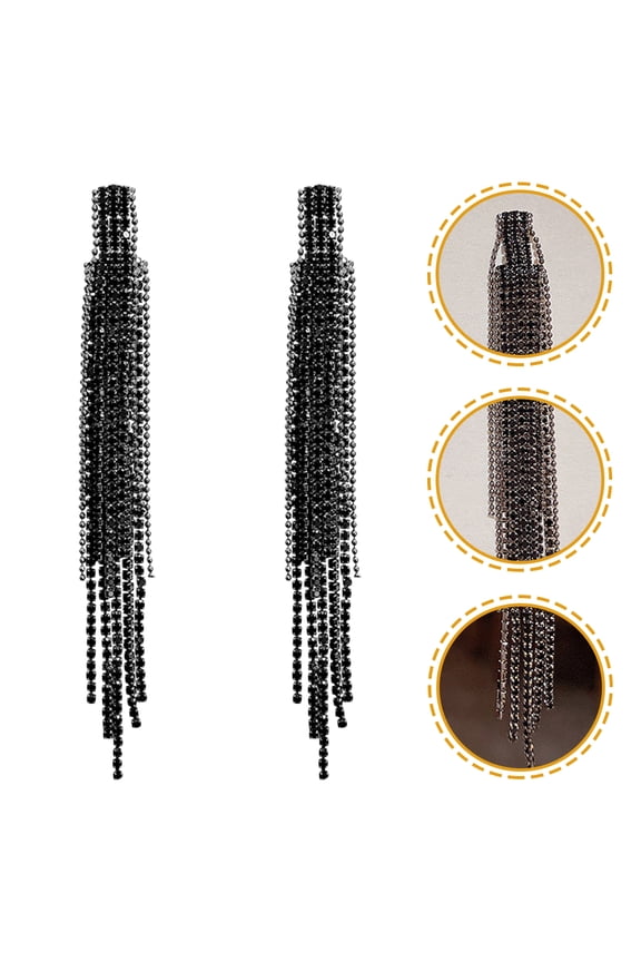 1 Pair Women Rhinestone Earrings Drop Earrings Fashion Black Alloy Weddings