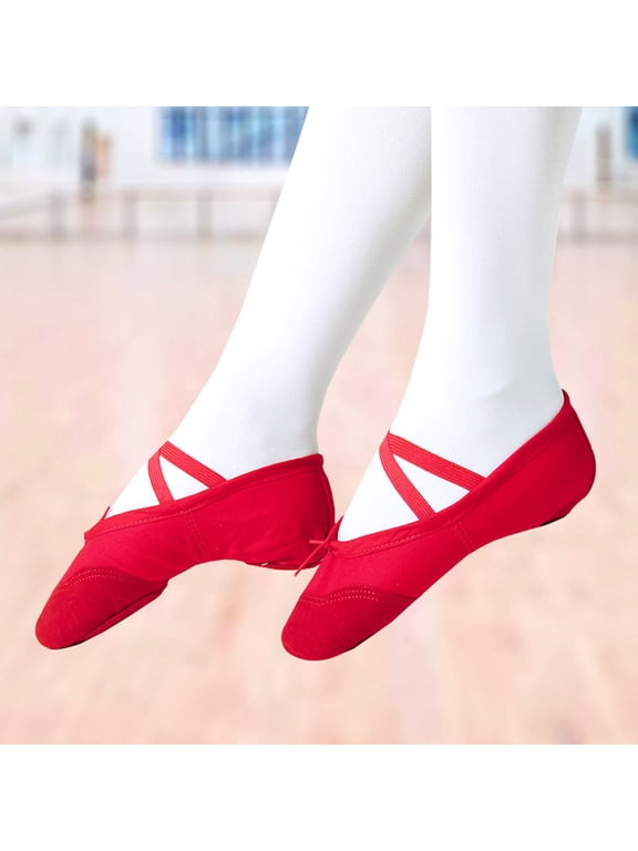 Women's Red Canvas Ballet Shoes 1 Pair for Ballroom Dance, Comfortable and Stylish Dance Footwear