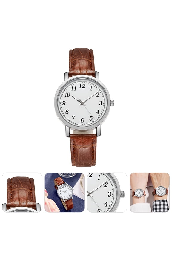 1 Pc Minimalist Digital Watch Light Brown Round Glass Alloy Daily Wear Occasions