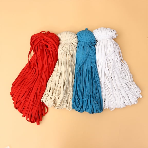 BESTYASH 1 Roll Braiding Cotton Rope Flat Braided Material for Outdoor Activities Beige