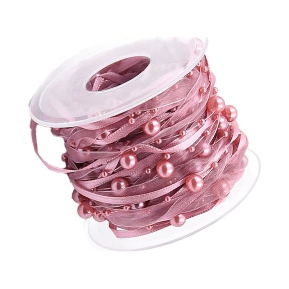 BESTYASH 1 Roll Rosy Multi-Use Bead Ribbon for Wedding Decor, Christmas Parties, Wrapping and Craft Projects