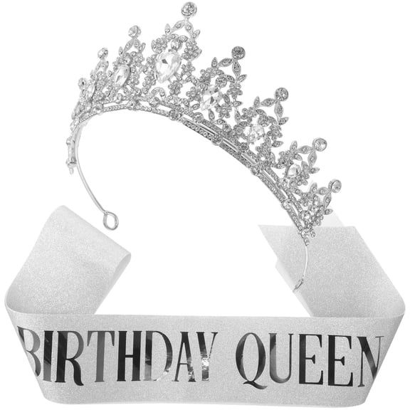 BESTYASH 1 Set Birthday Accessories for Women Crown Headband Silver Fashionable Style Celebration